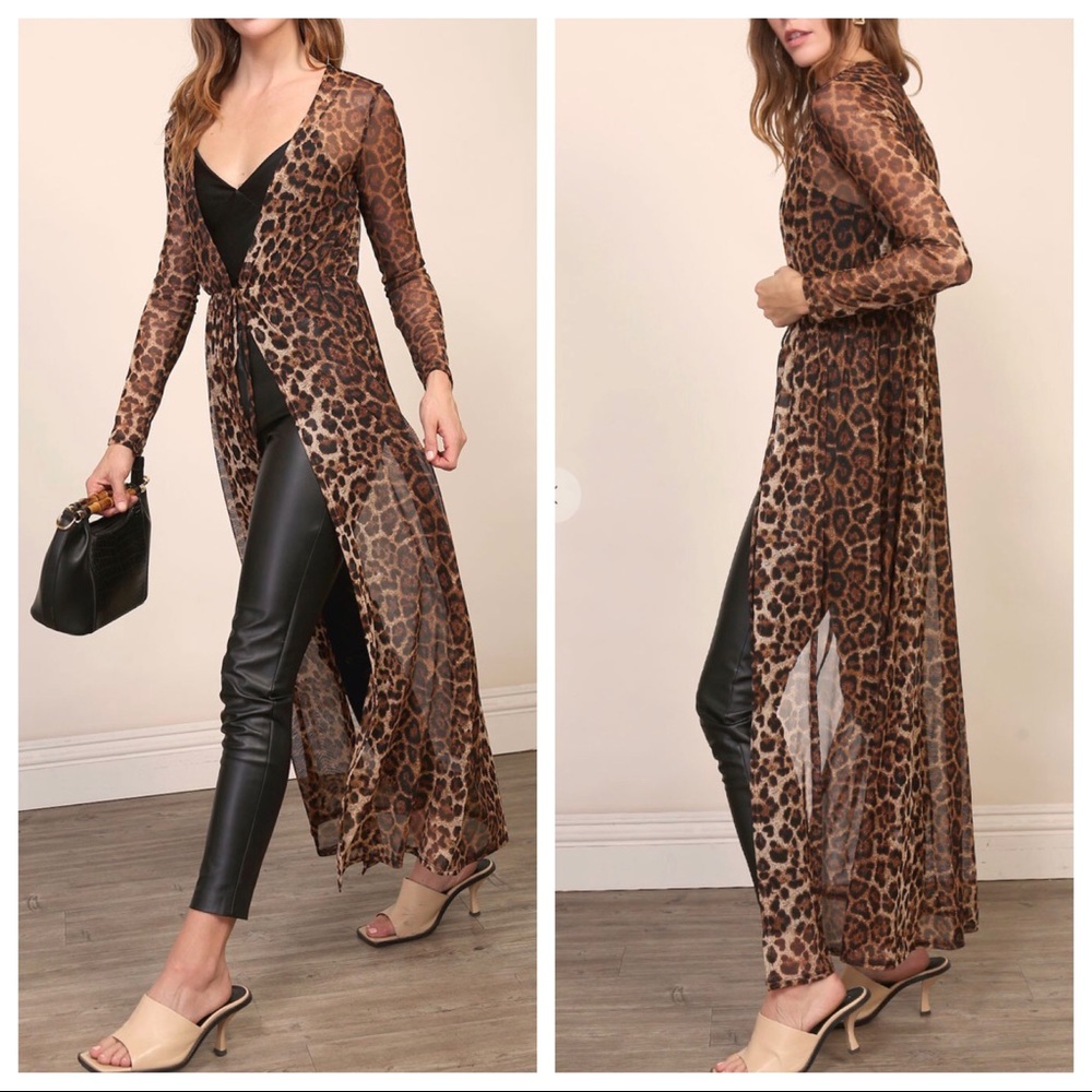 Fabulous Leopard print long kimono/duster - Picture 4 of 8